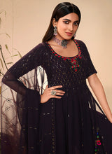 Load image into Gallery viewer, Dark Purple Embroidered Stylish Palazzo Suit
