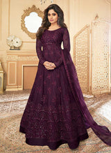 Load image into Gallery viewer, Dark Purple Heavy Embroidered Kalidar Gown Style Anarkali fashionandstylish.myshopify.com
