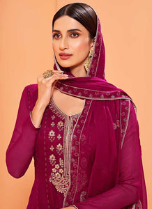Dark Purple Sequins Embroidered Gharara Style Suit fashionandstylish.myshopify.com