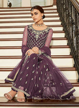 Load image into Gallery viewer, Dark Purple heavy Embroidered Sharara Style Suit fashionandstylish.myshopify.com
