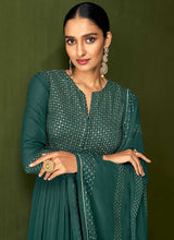 Load image into Gallery viewer, Dark Teal Heavy Embroidered Designer Sharara Suit fashionandstylish.myshopify.com

