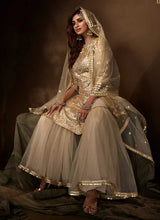 Load image into Gallery viewer, Dusky Beige Sequins Work Embroidered Gharara Style Suit fashionandstylish.myshopify.com
