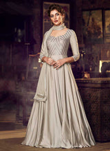 Load image into Gallery viewer, Dusty Cream Embroidered Anarkali Style Gown fashionandstylish.myshopify.com
