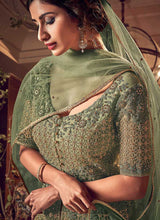 Load image into Gallery viewer, Dusty Green Heavy Embroidered Lehenga/ Pant Style Anarkali fashionandstylish.myshopify.com
