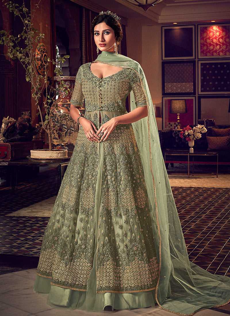 Brandy Rose Designer Heavy Embroidered Net Wedding Anarkali Gown | Anarkali  gown, Long choli lehenga, Anarkali lehenga