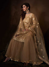 Load image into Gallery viewer, Golden Beige Sequins Work Embroidered Gharara Style Suit fashionandstylish.myshopify.com
