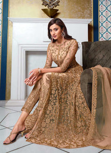 Golden Heavy Embroidered Lehenga/ Pant Style Anarkali fashionandstylish.myshopify.com