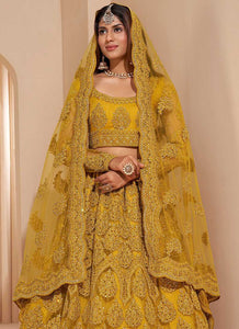 Golden Yellow Floral Embroidered Stylish Lehenga Choli fashionandstylish.myshopify.com