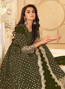 Green And Gold Mirror Embroidered Kalidar Gown Style Anarkali fashionandstylish.myshopify.com