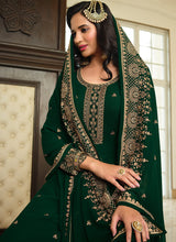 Load image into Gallery viewer, Green Color Heavy Embroidered Gharara Style Suit
