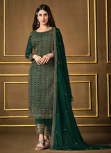 Load image into Gallery viewer, Green Embroidered Fashionable Pant Style Suit fashionandstylish.myshopify.com
