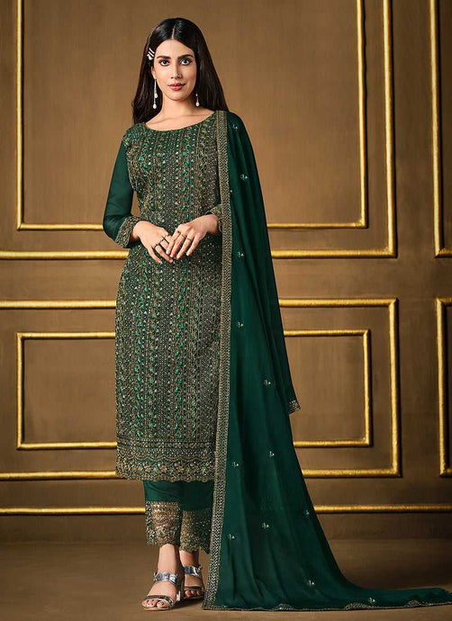 Green Embroidered Fashionable Pant Style Suit fashionandstylish.myshopify.com