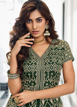 Load image into Gallery viewer, Green Embroidered Indo Western Style Lehenga
