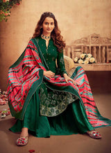 Load image into Gallery viewer, Green Embroidered Palazzo Style Suit fashionandstylish.myshopify.com
