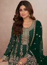 Load image into Gallery viewer, Green Embroidered Sharara Style Suit
