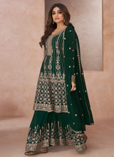 Load image into Gallery viewer, Green Embroidered Sharara Style Suit
