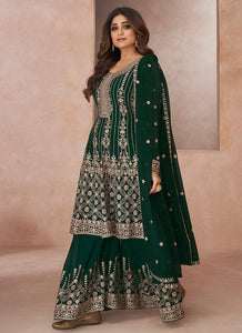 Green Embroidered Sharara Style Suit