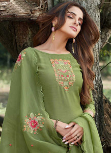 Green Embroidered Straight Pant Style Suit fashionandstylish.myshopify.com