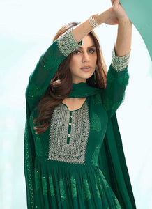 Green Embroidered Stylish Kalidar Anarkali Suit fashionandstylish.myshopify.com