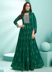 Green Embroidered Stylish Kalidar Anarkali Suit fashionandstylish.myshopify.com