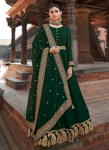 Green Embroidered Stylish Kalidar Gown Style Anarkali fashionandstylish.myshopify.com