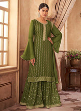 Load image into Gallery viewer, Green Embroidered Stylish Palazzo Style Suit fashionandstylish.myshopify.com

