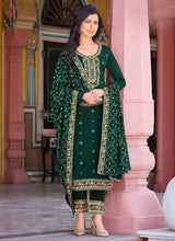 Load image into Gallery viewer, Green Embroidered Stylish Straight Pant Suit fashionandstylish.myshopify.com
