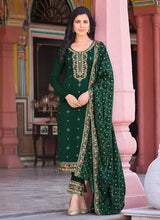 Load image into Gallery viewer, Green Embroidered Stylish Straight Pant Suit fashionandstylish.myshopify.com
