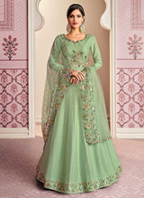 Load image into Gallery viewer, Green Floral Embroidered Designer Floor touch Anarkali fashionandstylish.myshopify.com
