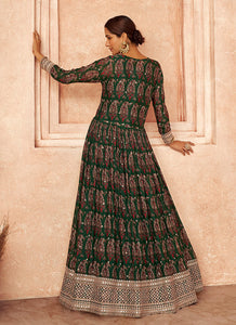 Green Floral Embroidered Jacket Style Anarkali