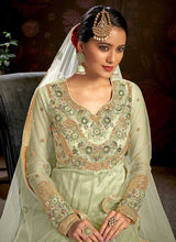 Load image into Gallery viewer, Green Floral Embroidered Stylish Kalidar Anarkali fashionandstylish.myshopify.com
