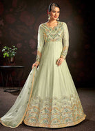 Green Floral Embroidered Stylish Kalidar Anarkali fashionandstylish.myshopify.com