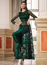 Load image into Gallery viewer, Green Floral Embroidered Stylish Lehenga/ Pant Style Anarkali fashionandstylish.myshopify.com
