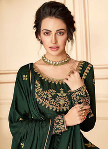Green Floral Heavy Embroidered Kalidar Anarkali Suit fashionandstylish.myshopify.com