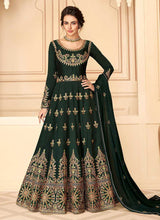 Load image into Gallery viewer, Green Floral Heavy Embroidered Kalidar Anarkali Suit fashionandstylish.myshopify.com
