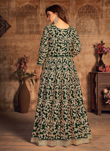Green Heavy Embroidered Designer Velvet Anarkali Suit fashionandstylish.myshopify.com
