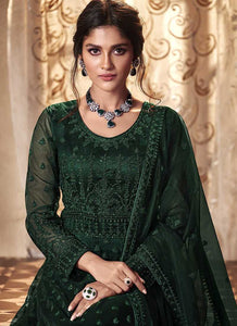 Green Heavy Embroidered Gown Style Anarkali Suit fashionandstylish.myshopify.com