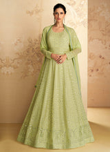 Load image into Gallery viewer, Green Heavy Embroidered Gown Style Anarkali
