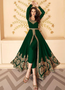 Green Heavy Embroidered High Slit Style Anarkali fashionandstylish.myshopify.com
