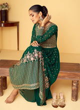 Load image into Gallery viewer, Green Heavy Embroidered Kalidar Anarkali
