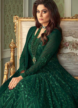 Load image into Gallery viewer, Green Heavy Embroidered Kalidar Anarkali Suit fashionandstylish.myshopify.com
