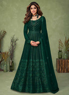Green Heavy Embroidered Kalidar Anarkali Suit fashionandstylish.myshopify.com