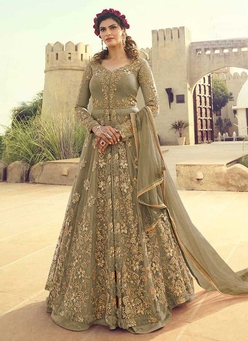 Green Heavy Embroidered Lehenga/Pant Style Anarkali fashionandstylish.myshopify.com