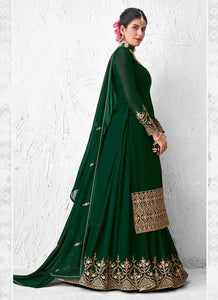 Green Heavy Embroidered Lehenga Style Anarkali Suit fashionandstylish.myshopify.com
