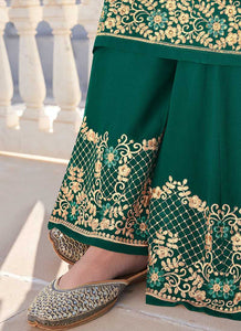 Green Heavy Embroidered Sharara Style Suit fashionandstylish.myshopify.com