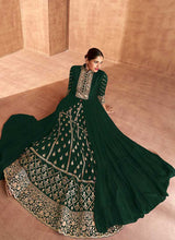 Load image into Gallery viewer, Green Heavy Embroidered Slit Style Lehenga Anarkali fashionandstylish.myshopify.com
