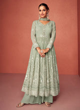 Load image into Gallery viewer, Green Heavy Embroidered Stylish Sharara Suit
