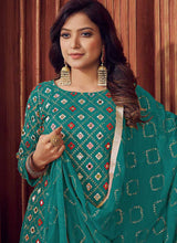 Load image into Gallery viewer, Green Mirror Embroidered Sharara Style Suit fashionandstylish.myshopify.com
