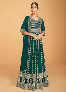 Green Sequin Embroidered Designer Kalidar Anarkali fashionandstylish.myshopify.com