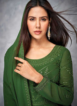 Load image into Gallery viewer, Green Sequin Embroidered Floor touch Anarkali fashionandstylish.myshopify.com
